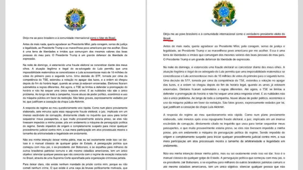 Las cartas que publicó Bolsonaro: pasó de autoproclamarse 