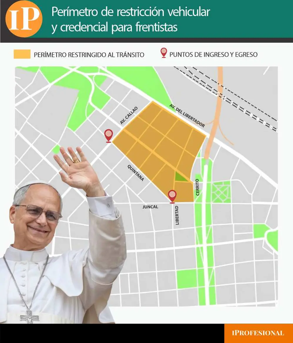 El perímetro especial donde se alojará el Papa y donde habrá fuertes controles