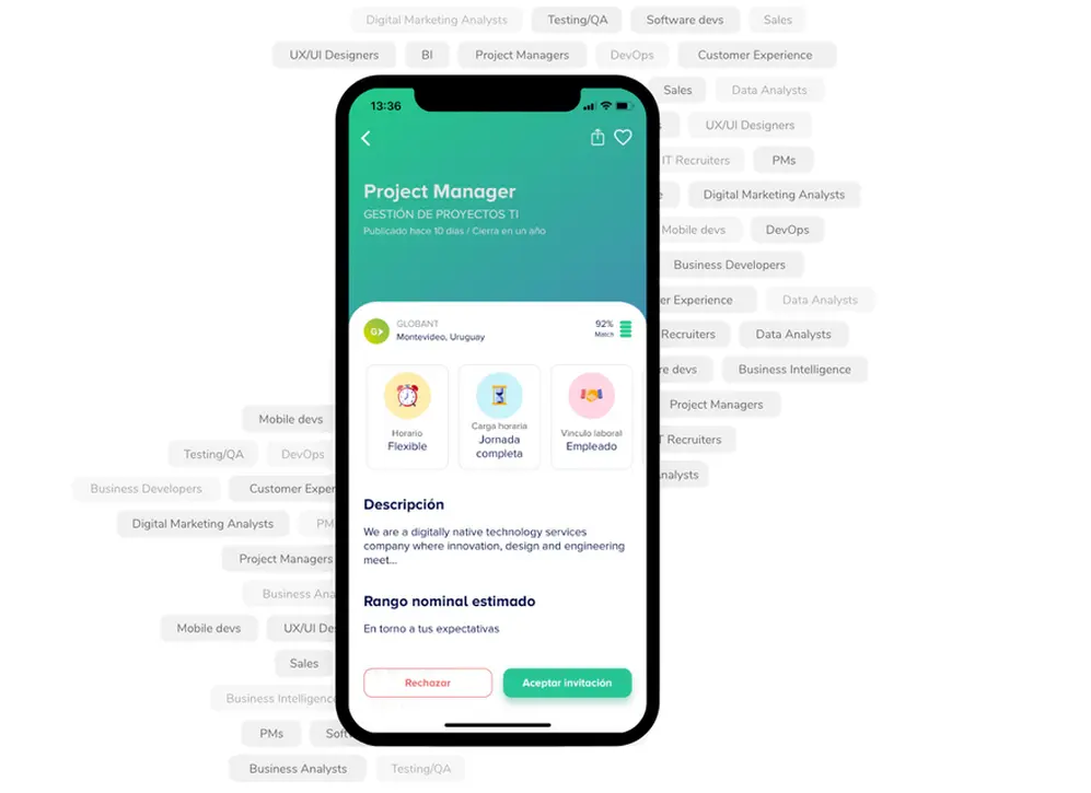 Podés encontrar tu trabajo mediante una búsqueda en la app.