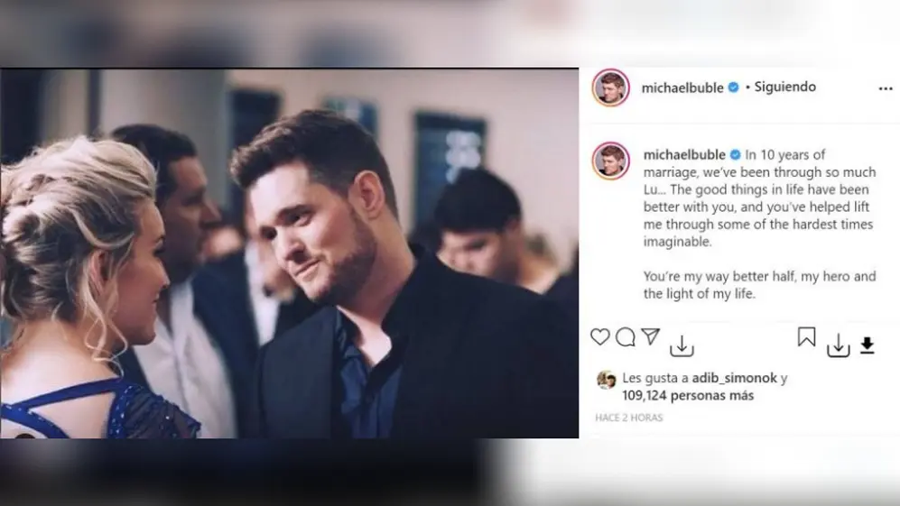 La imagen con la que Michael Bublé homenajeó su décimos aniversario de casados con Luisana Lopilato.