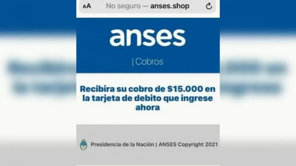 Así se ve uno de los correos que se hacen pasar por la Anses para ejecutar la estafa
