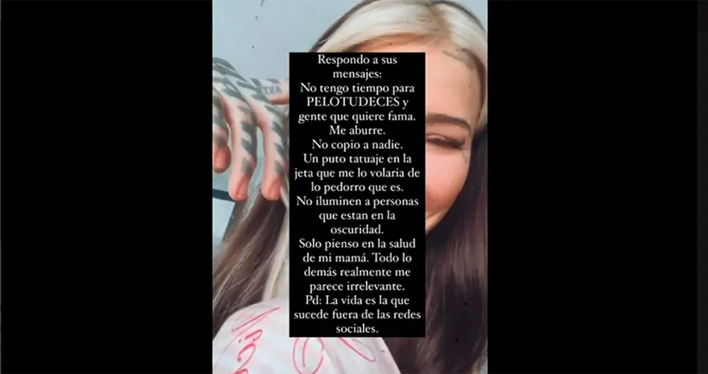 Candelaria Tinelli apareció en Instagram y también le contestó a Rebecca Fox con un perfil más belicoso