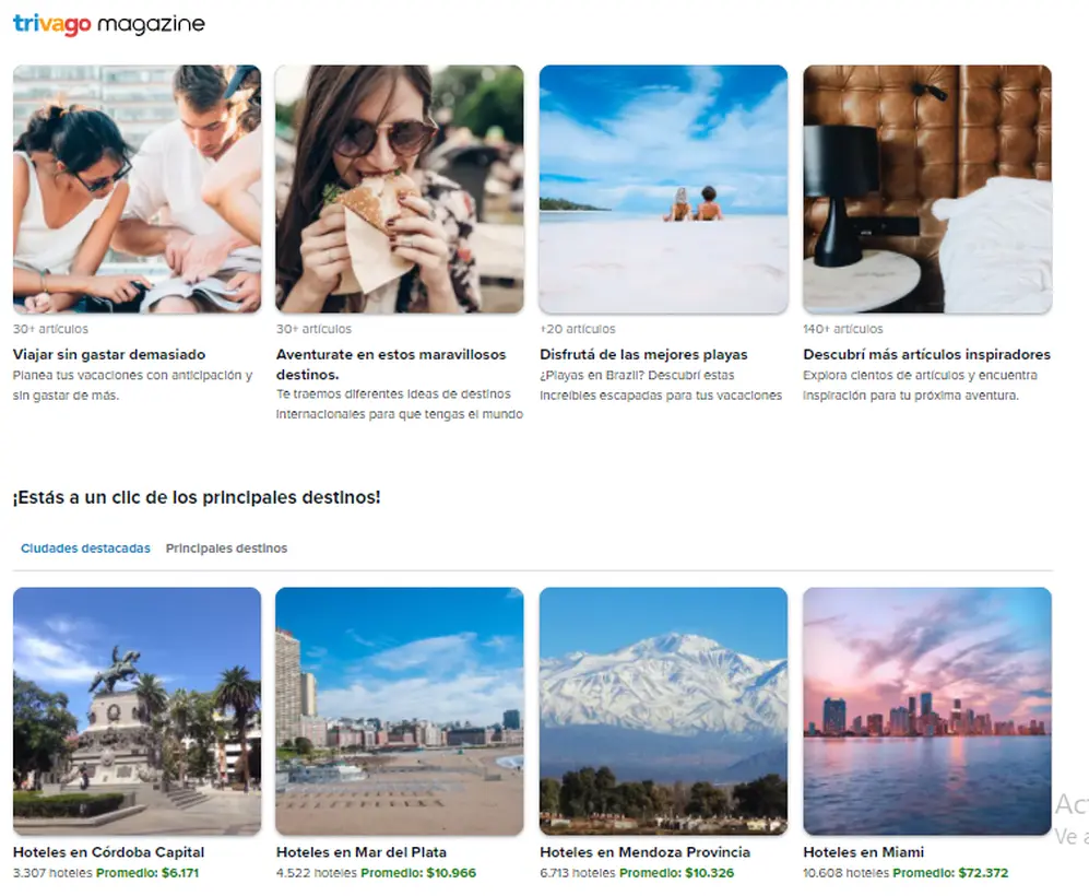 La portada de Trivago a unas hora de la entrada en vigencia de la medida tomada por el Gobierno