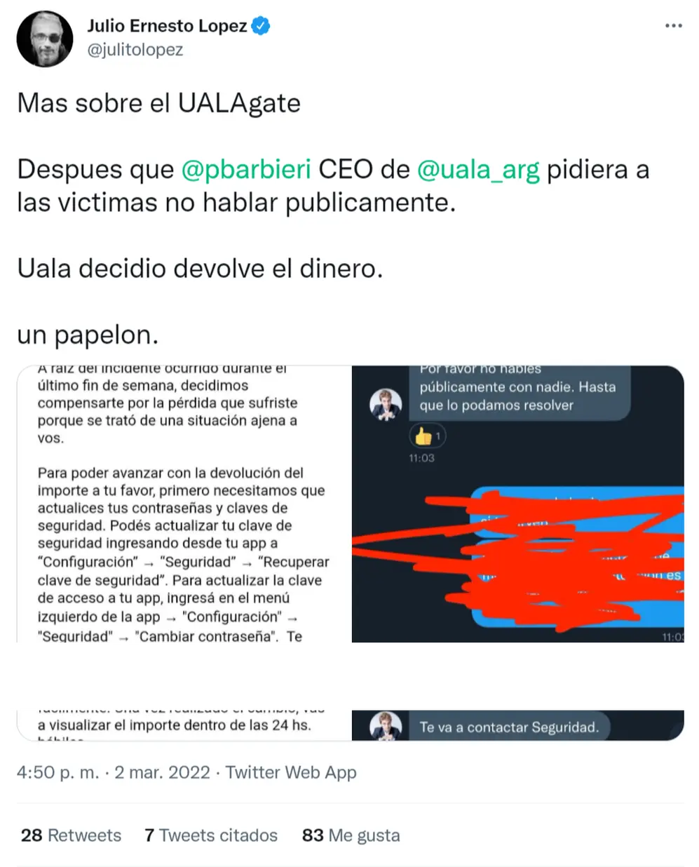 El tuit del periodista de tecnología