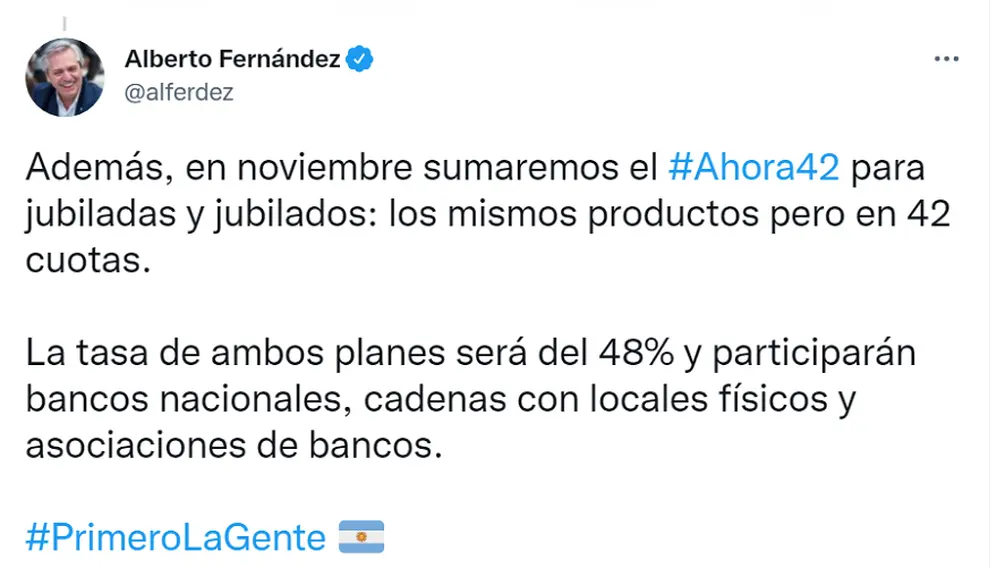 El Presidente anunció el beneficio de 42 cuotas para jubilados