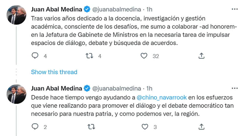 El propio Abal Medina anunció su nueva incorporación en sus redes.