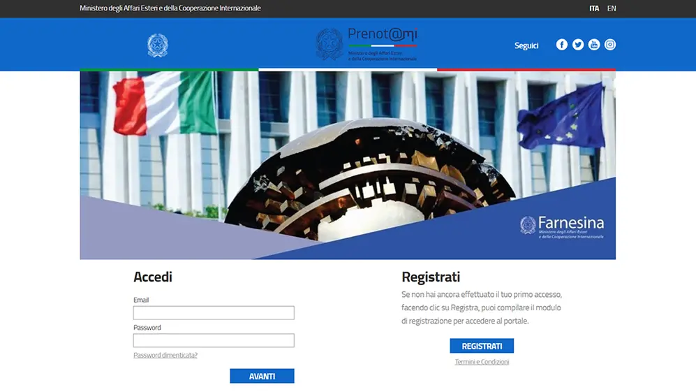 El primer paso para obtener la ciudadanía italiana es registrarse en línea