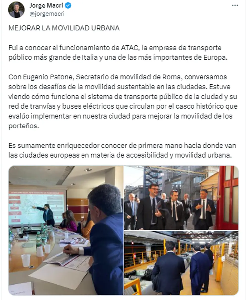 El tuit de Jorge Macri sobre los tranvías