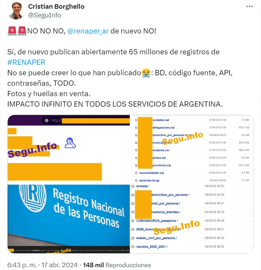 Un experto en ciberseguridad expuso el nuevo robo de datos en el Renaper