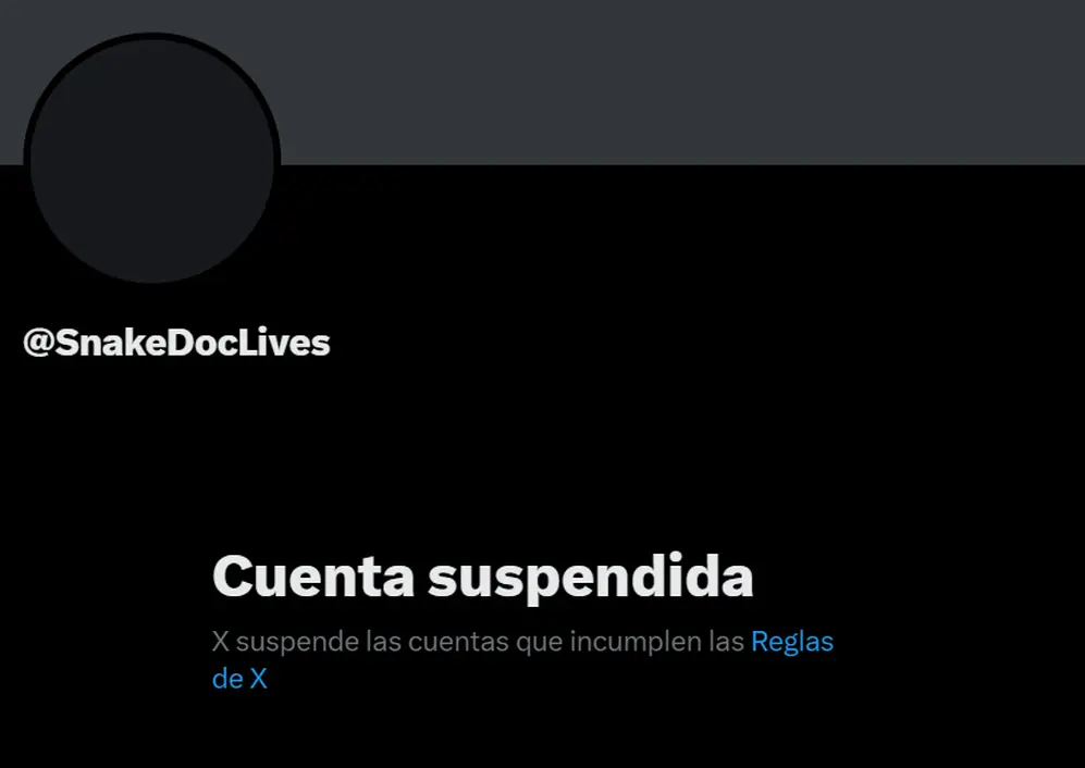 La cuenta @SnakeDocLives fue suspendida por incumplir reglas de X.