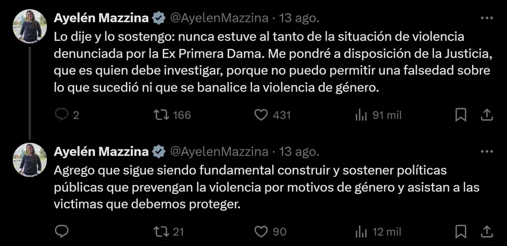 Las declaraciones de Mazzina sobre la denuncia de Fabiola Yañez contra Alberto Fernández.