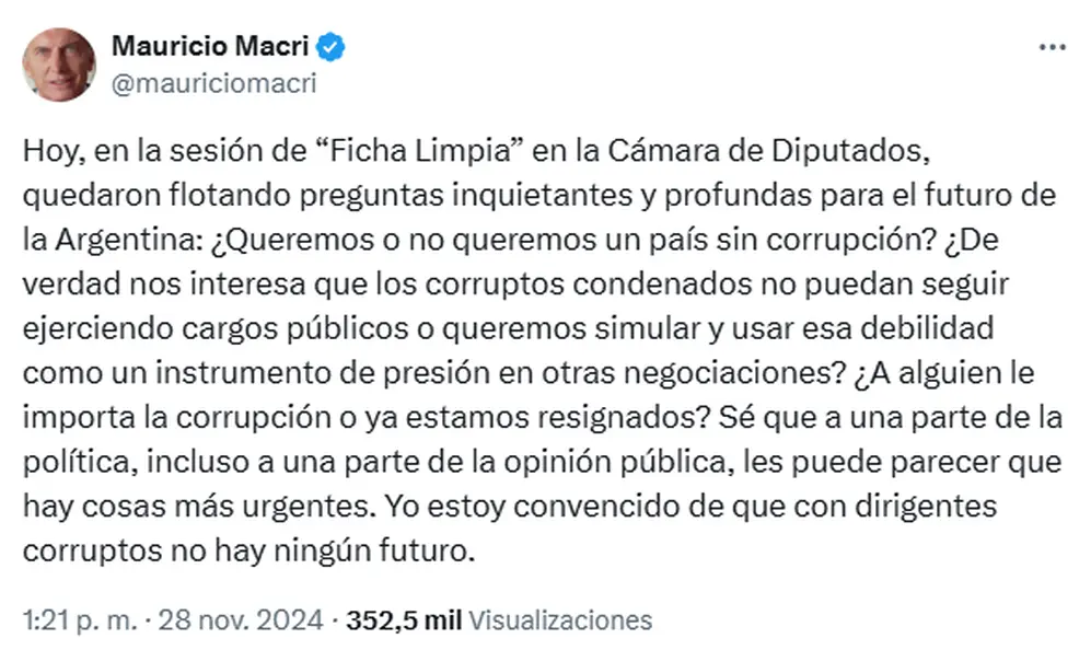 Mauricio Macri insinuó la falta de apoyo del sector de Milei y hasta un acuerdo oculto con CFK