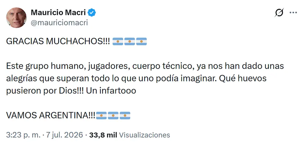 La reacción de Mauricio Macri.