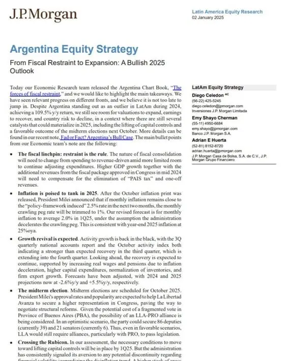 Para el J.P. Morgan están dadas las condiciones para un año con fuerte recuperación