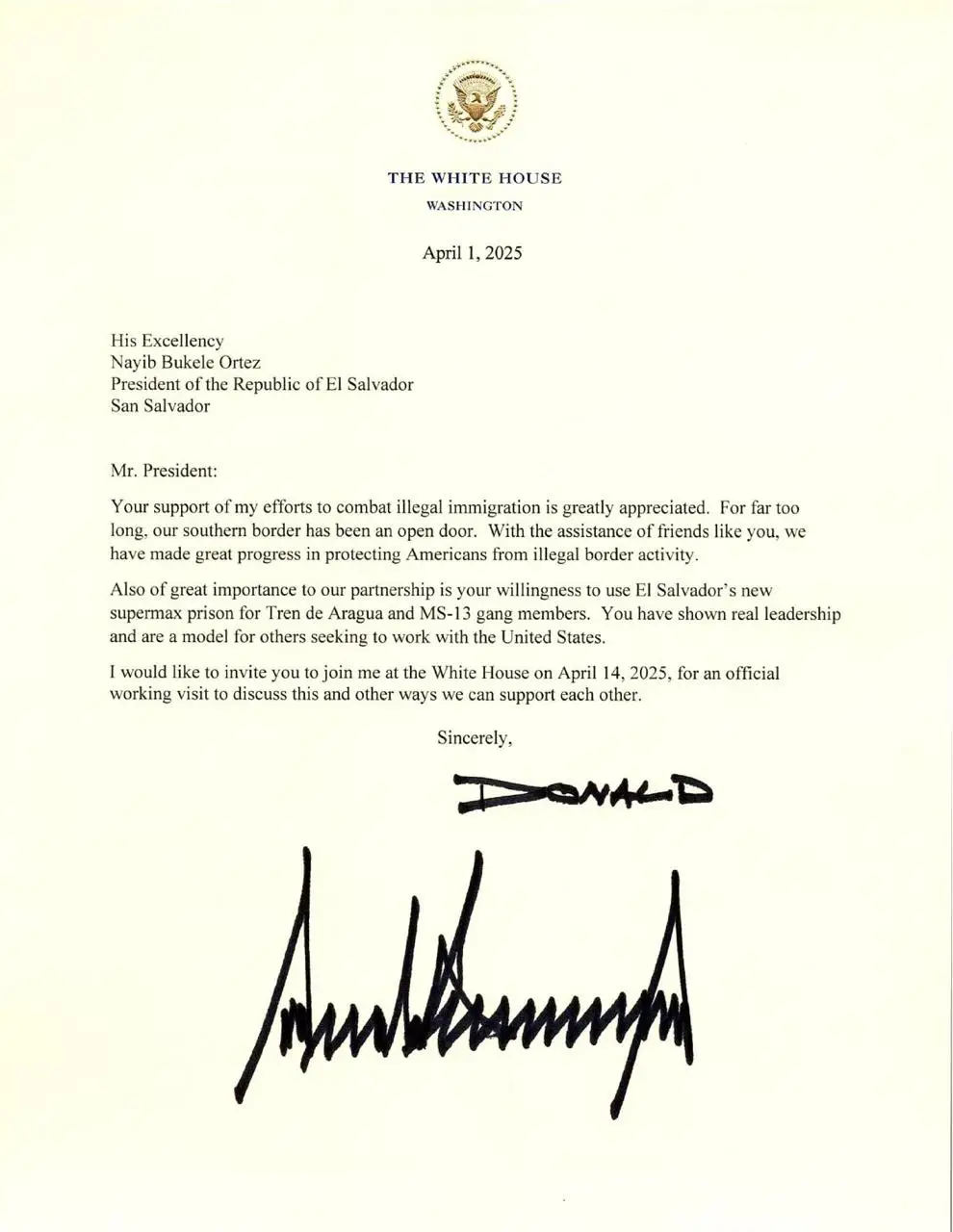 La invitación de Donald Trump a Nayib Bukele