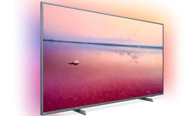 Philips se distingue con su exclusiva tecnología que enmarca el televisor con iluminación ambiental.