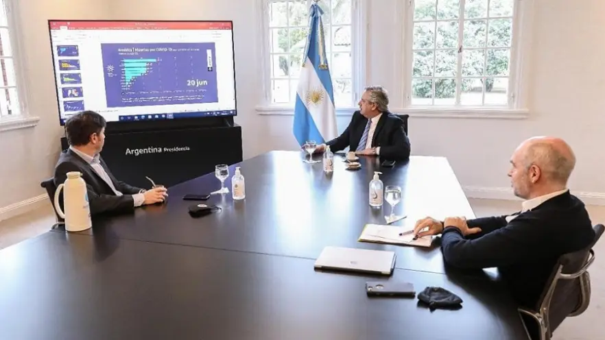 Kicillof, Fernández y Larreta, reunidos este viernes.