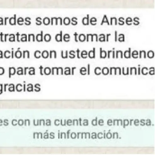El mensaje de los estafadores que se hacen pasar por empleados del ANSES.