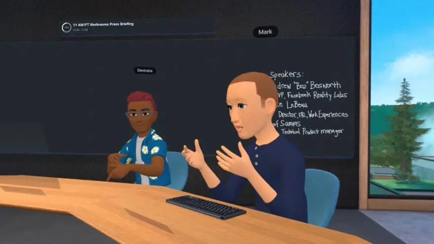 El avatar de Mark Zuckerberg en Horizon Workrooms