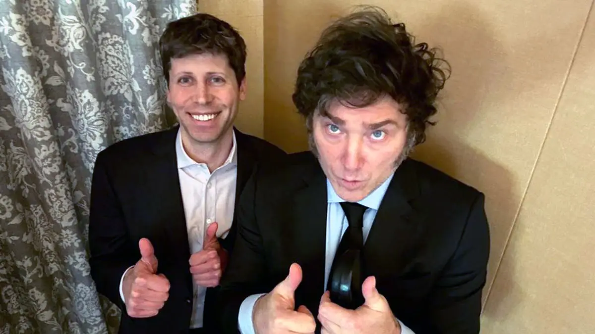 Sam Altman y Javier Milei, en mayo en California.