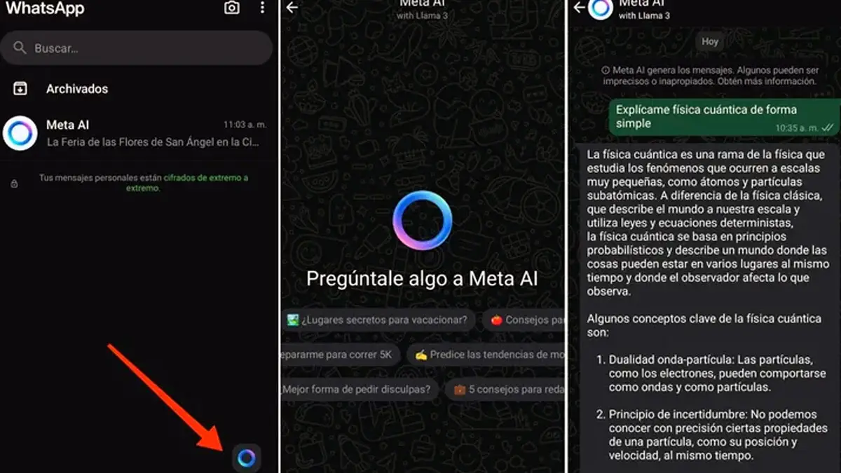 Podés preguntar cualquier cosa a Meta AI en WhatsApp.