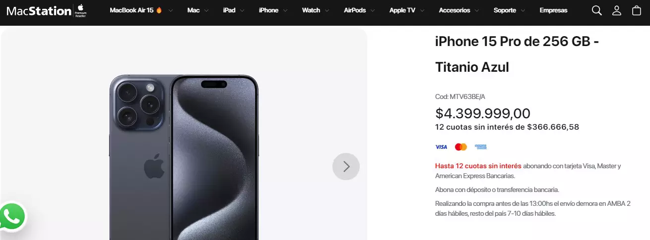 Un iPhone 15 en las tiendas oficiales de la Apple en Argentina cuesta más caro que viajar a Estados Unidos y comprar el nuevo iPhone 16