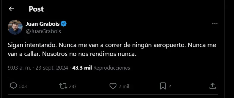 El descargo de Juan Grabois tras los incidentes en Ezeiza