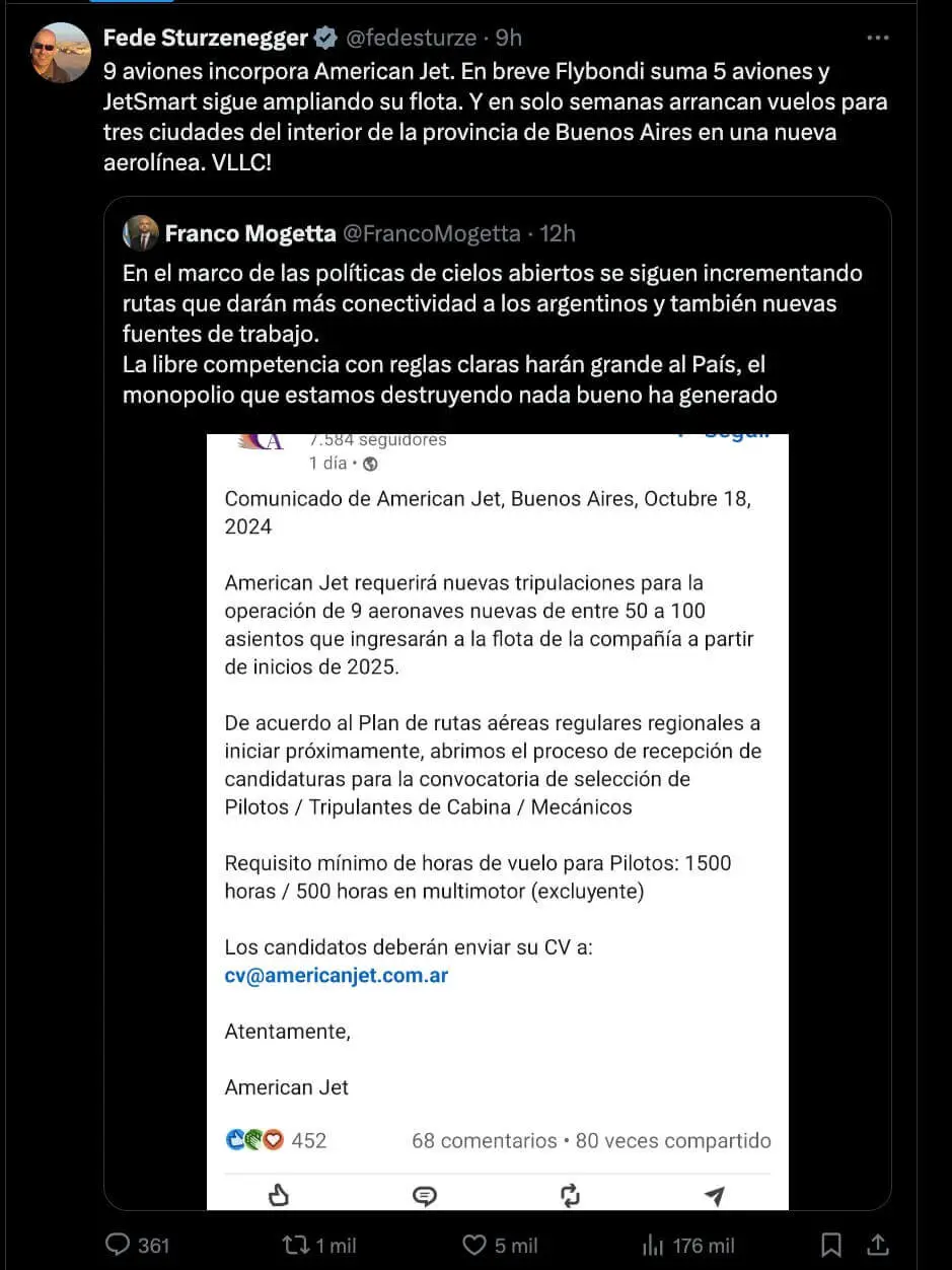 Sturzenegger celebró anuncios de las low cost
