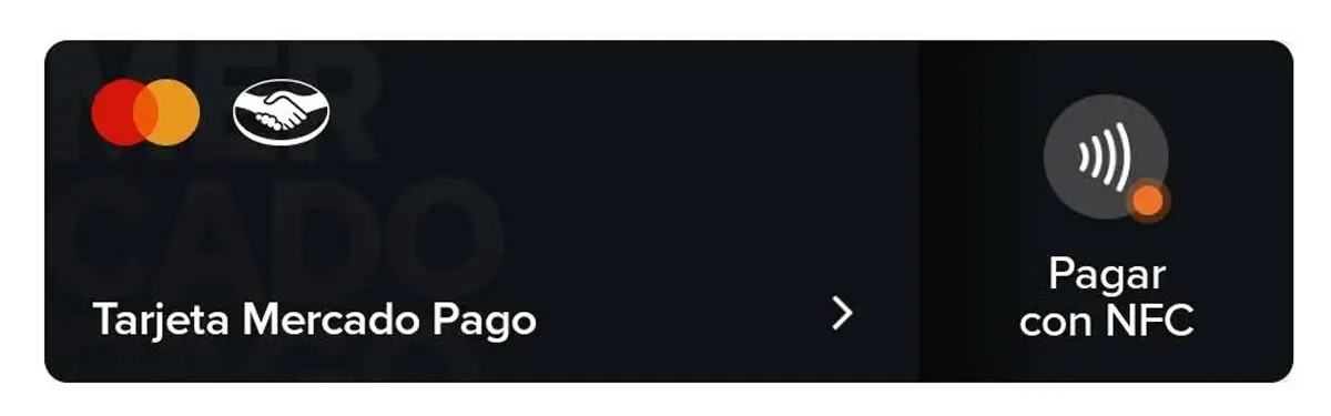 La tarjeta virtual de Mercado Pago con el NFC habilitado.