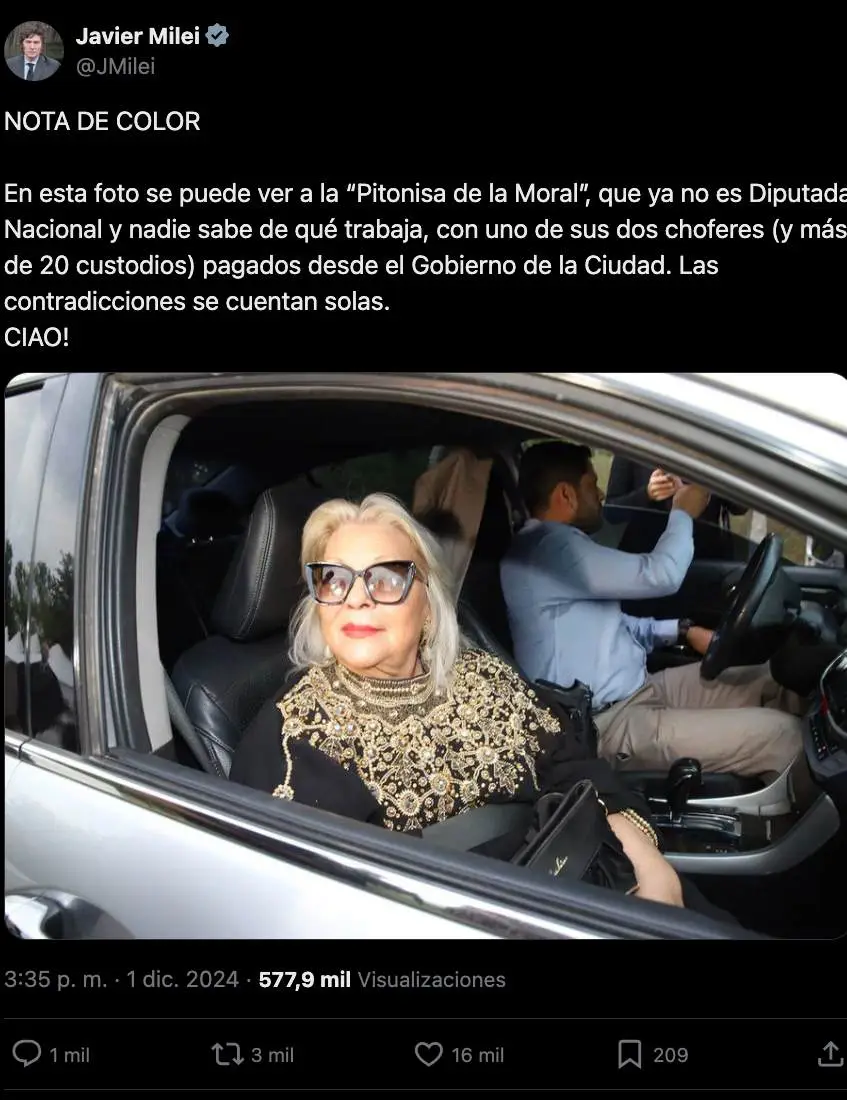 El post de Milei en X