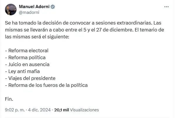El mensaje de Manuel Adorni