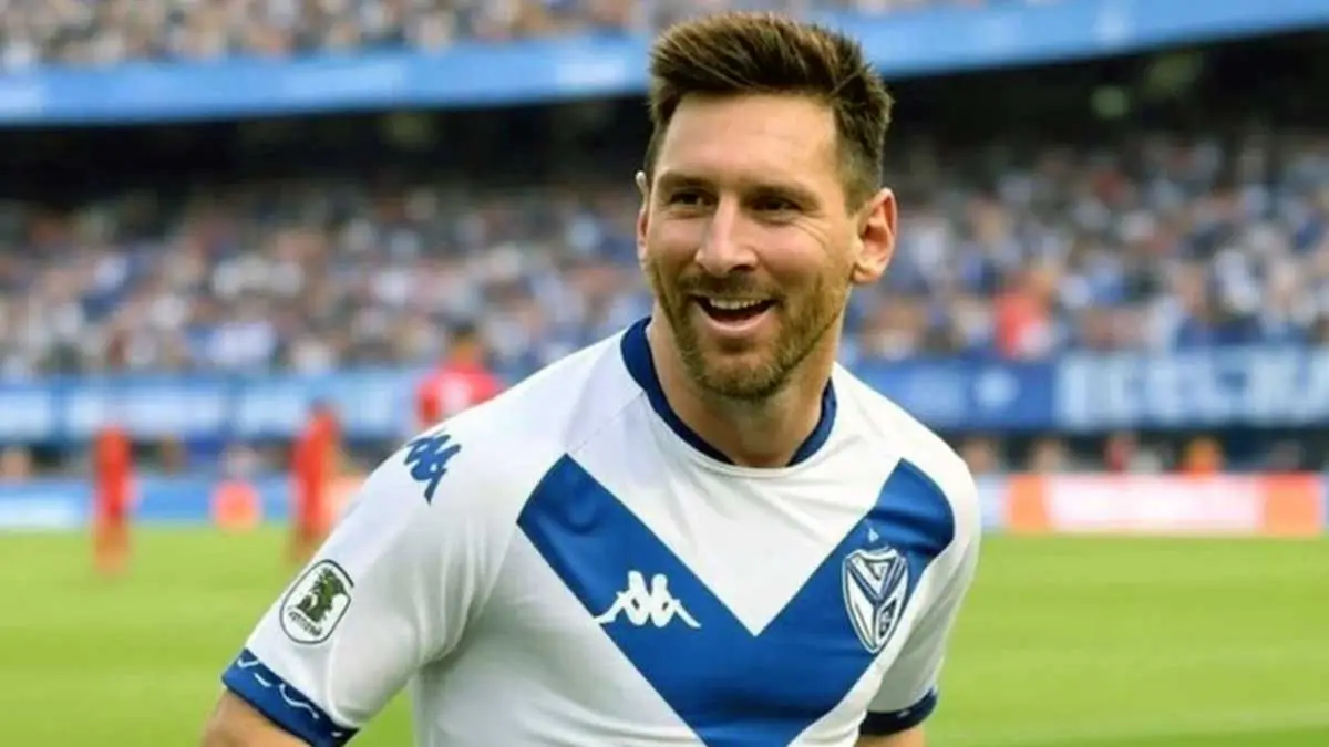 Lionel Messi con la camiseta de Vélez.
