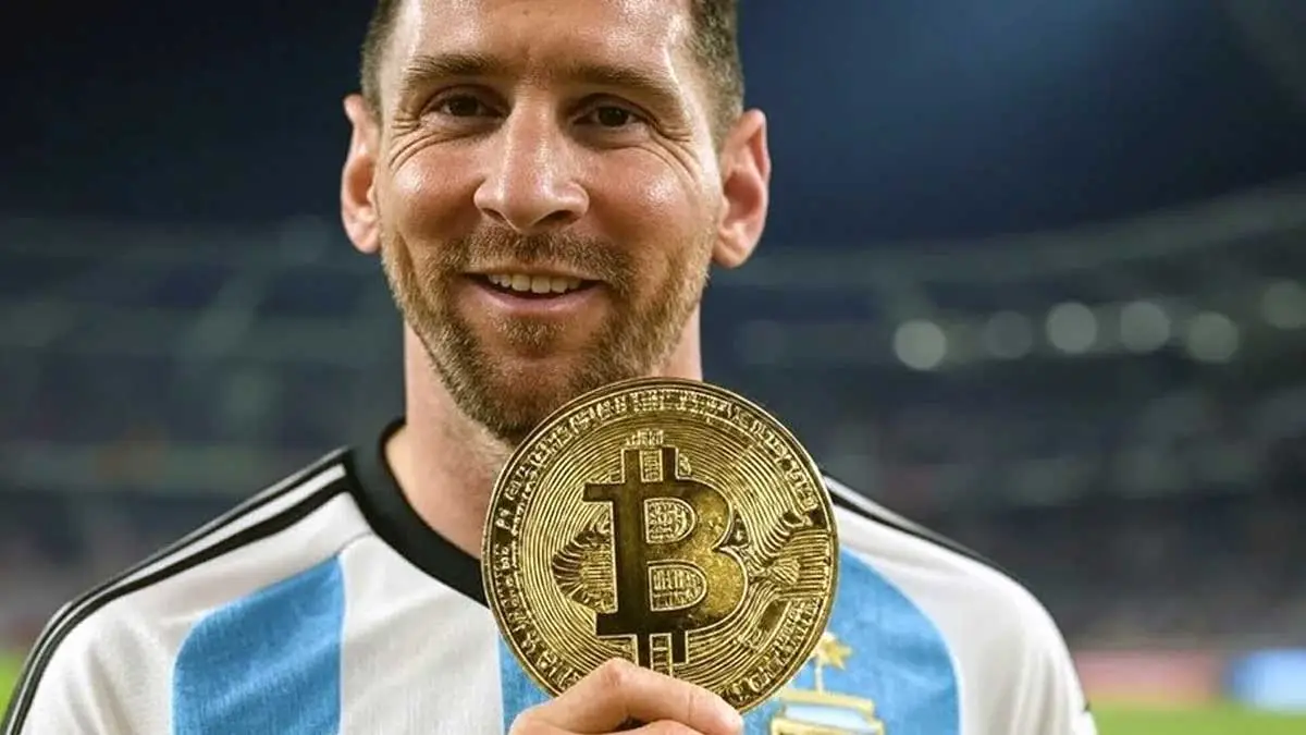 Lionel Messi y el simbolo del Bitcoin