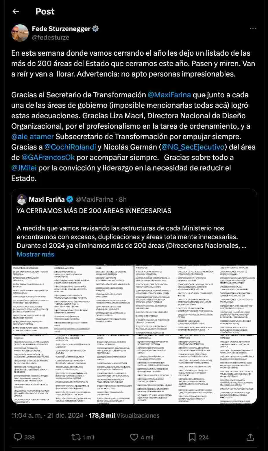 Zturzenegger celebró la reducción de la estructura estatal