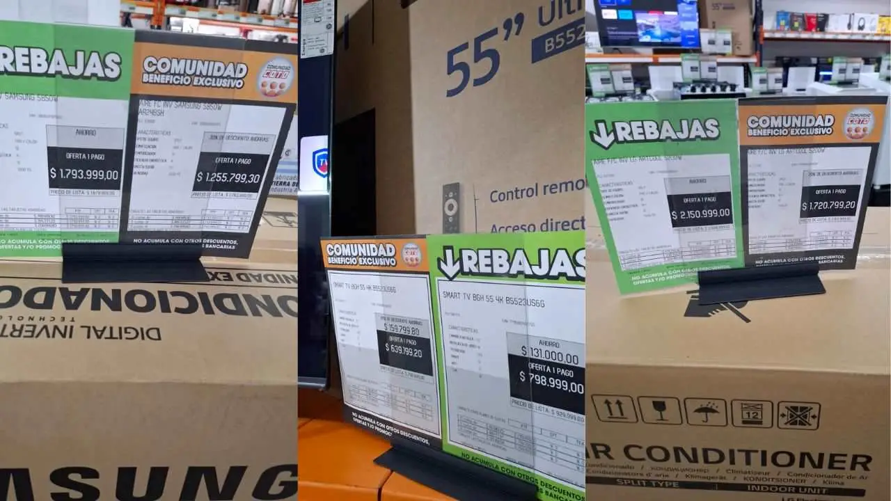 Algunos precios del outlet de electro de Coto: aires acondicionados, televisores y microondas 