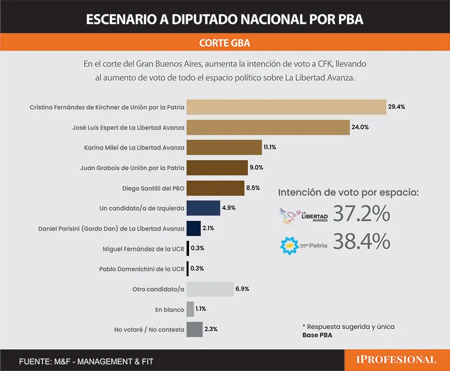 Cristina Kirchner es la figura con más intención de voto y tracciona en el conurbano bonaerense