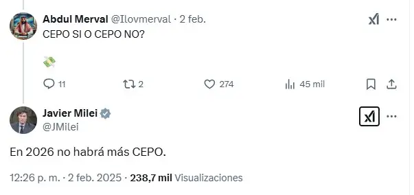 El mensaje de Javier Milei, confirmando que en 2026 no habrá más cepo