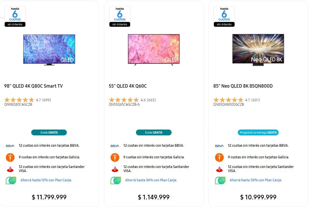 El ahorro con el plan canje depende del valor del televisor, pero parte desde los $400.000