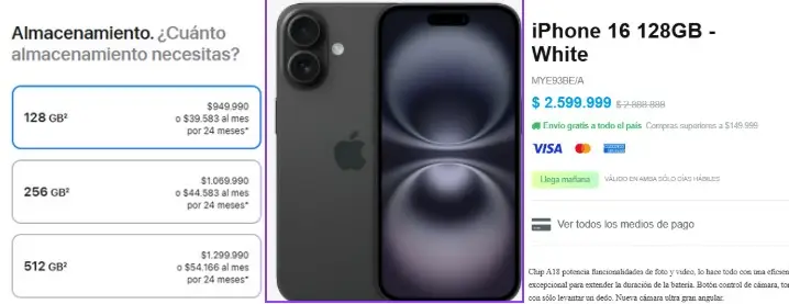 El precio del iPhone 16 en Chile: el equivalente a unos u$s1.000, frente al valor en Argentina