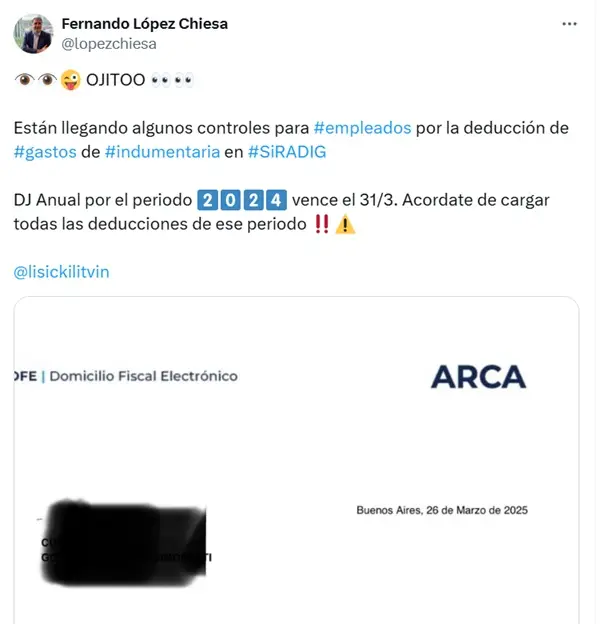 ARCA ya pone la mira en los gastos de indumentaria