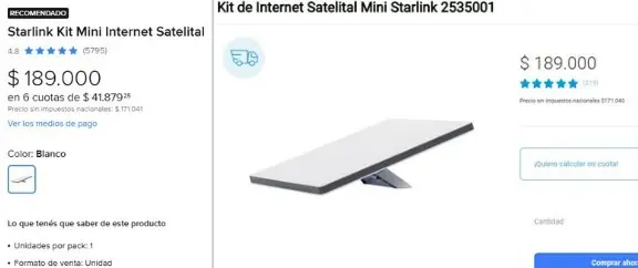 El kit de Starlink Mini, más barato en las páginas de Mercado Libre y La Anónima