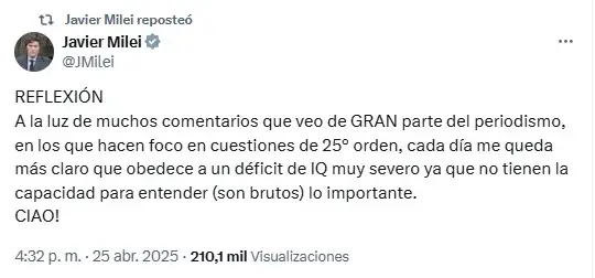 El mensaje de Javier Milei contra los periodistas