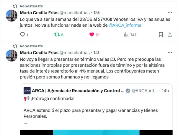 ARCA Ganancias y Bienes Personales: prórroga de sólo tres días hábiles