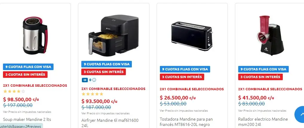 Algunos de los precios en oferta 2x1 de supermercado Carrefour