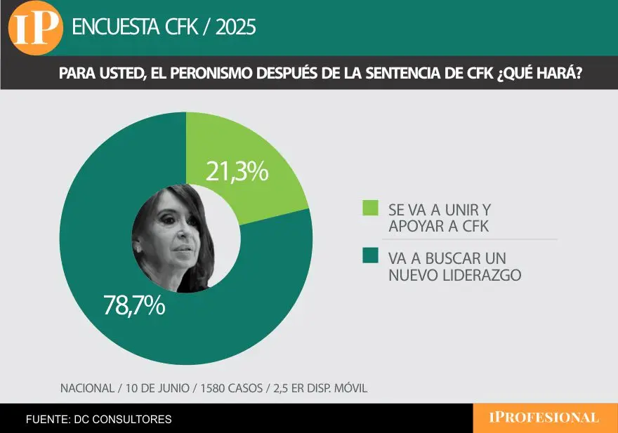 Casi 8 de cada 10 encuestados por DC señaló que el peronismo buscará nuevo líder
