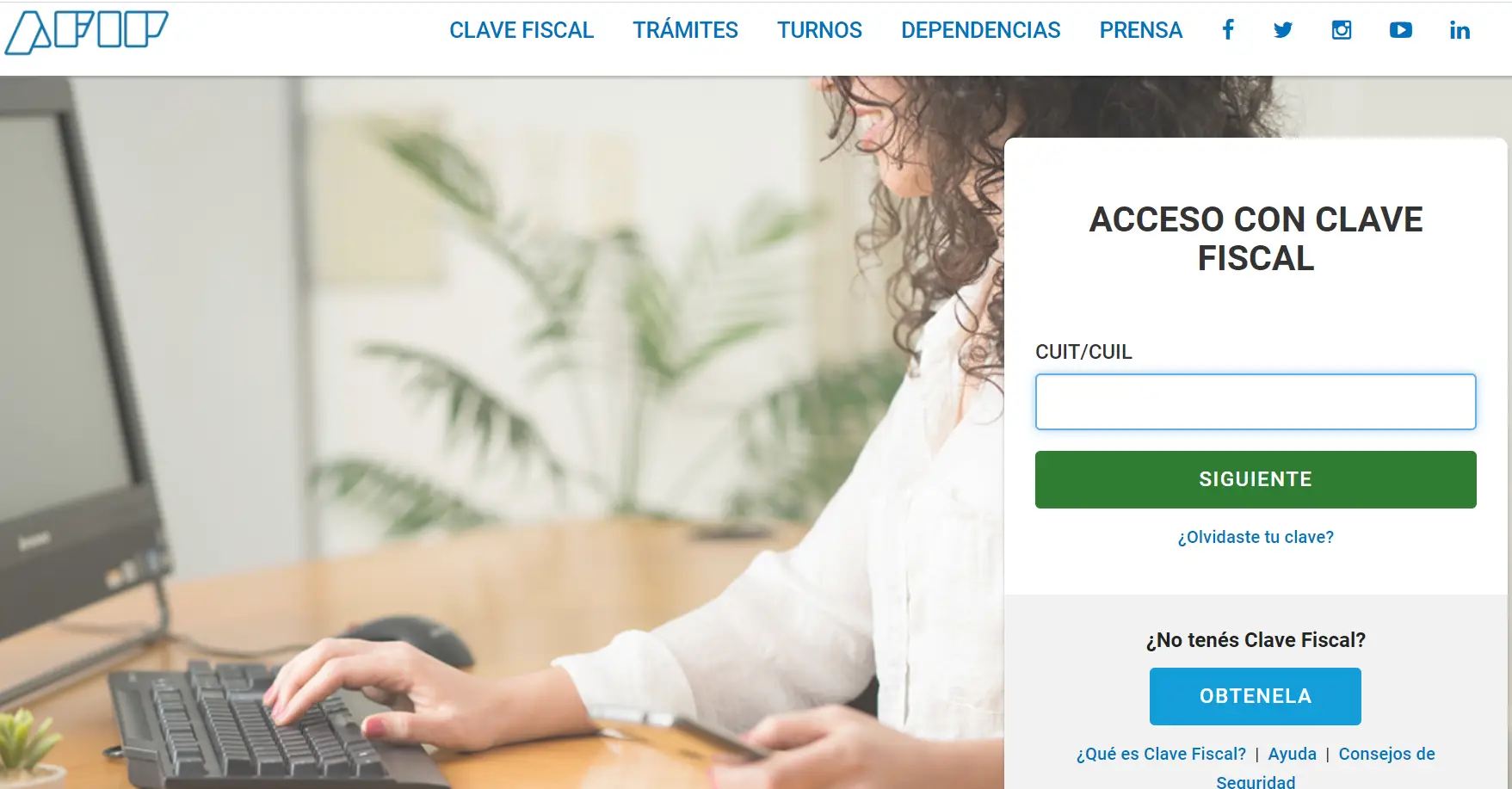 Esta es la primera página a la que se debe ingresar para hacer una factura electrónica