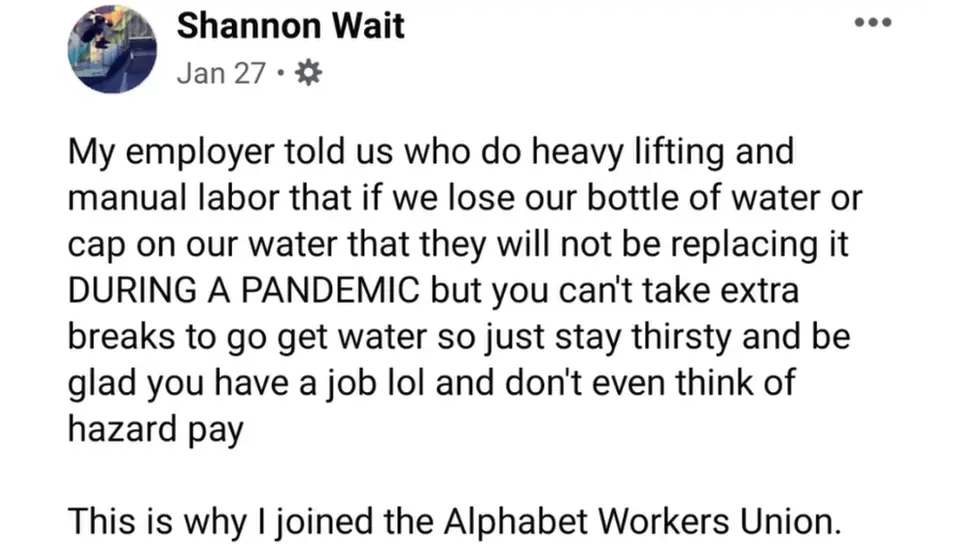 La publicación de Shannon Wait en Facebook