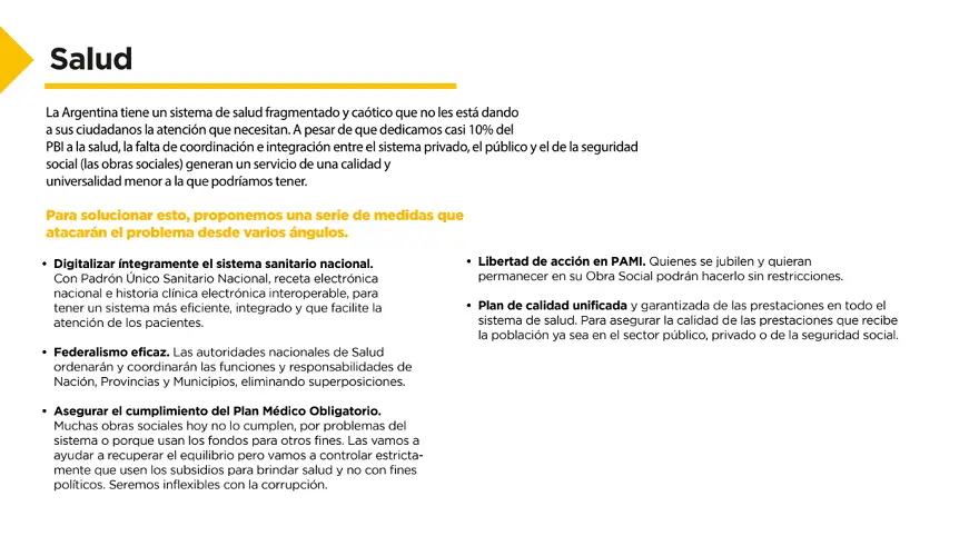 En materia de salud, Bullrich propone la digitalización plena del sistema sanitario nacional.