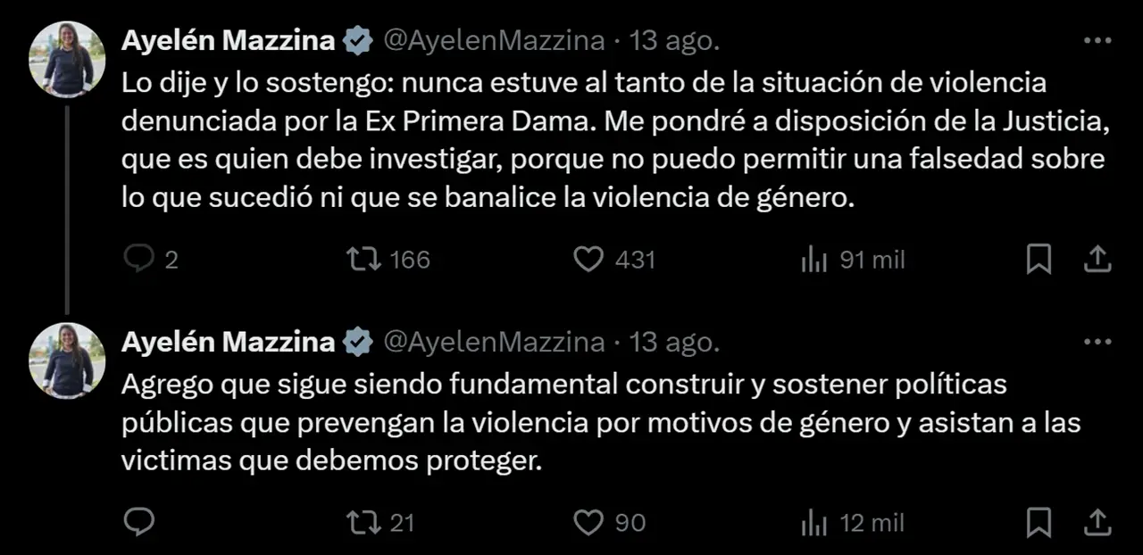 Las declaraciones de Mazzina sobre la denuncia de Fabiola Yañez contra Alberto Fernández.