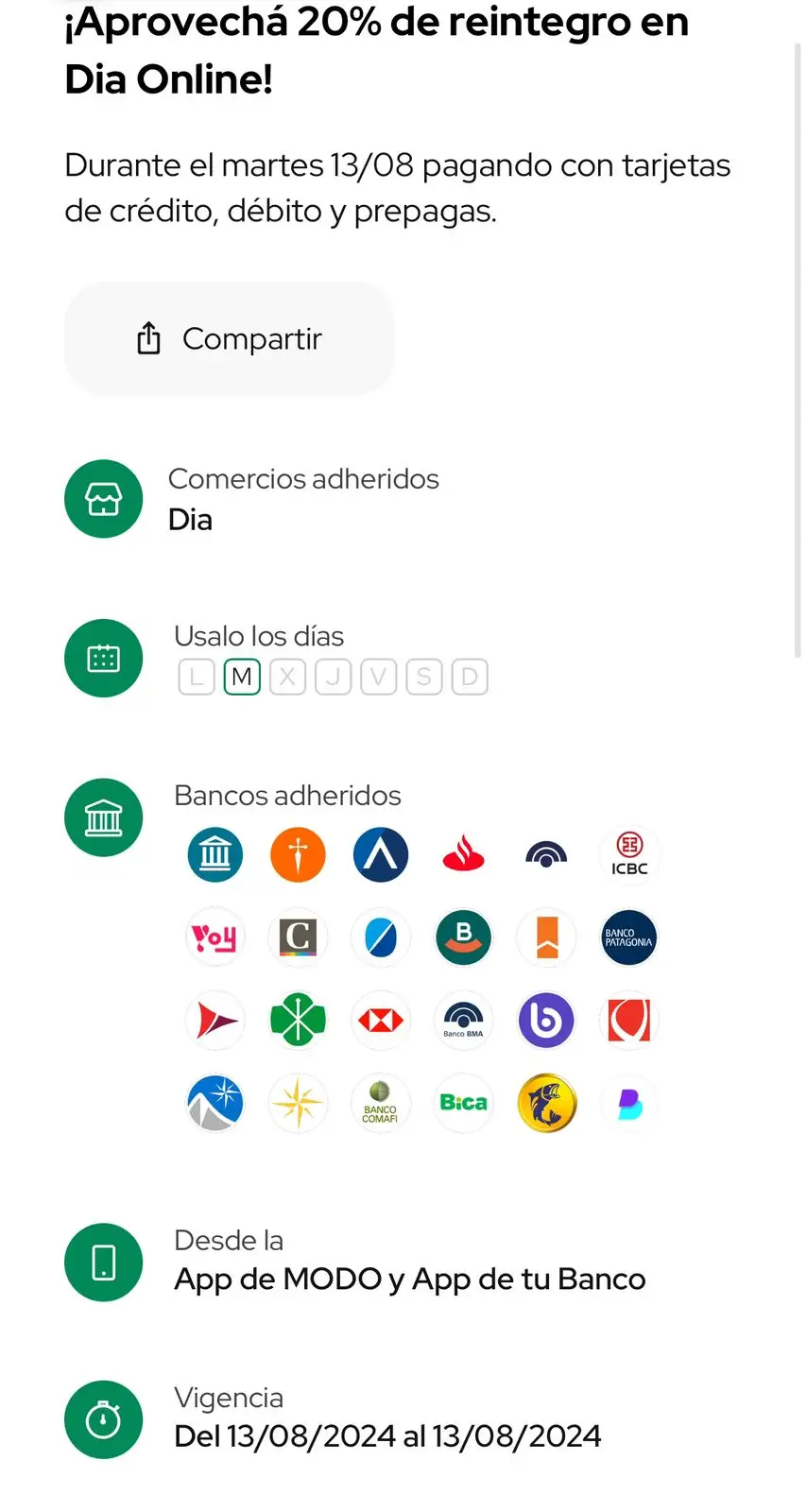 La promoción especial de MODO y Día Online